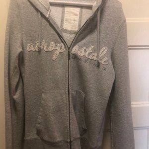 Aeropostale Women's Grey Zip-Front Hoodie